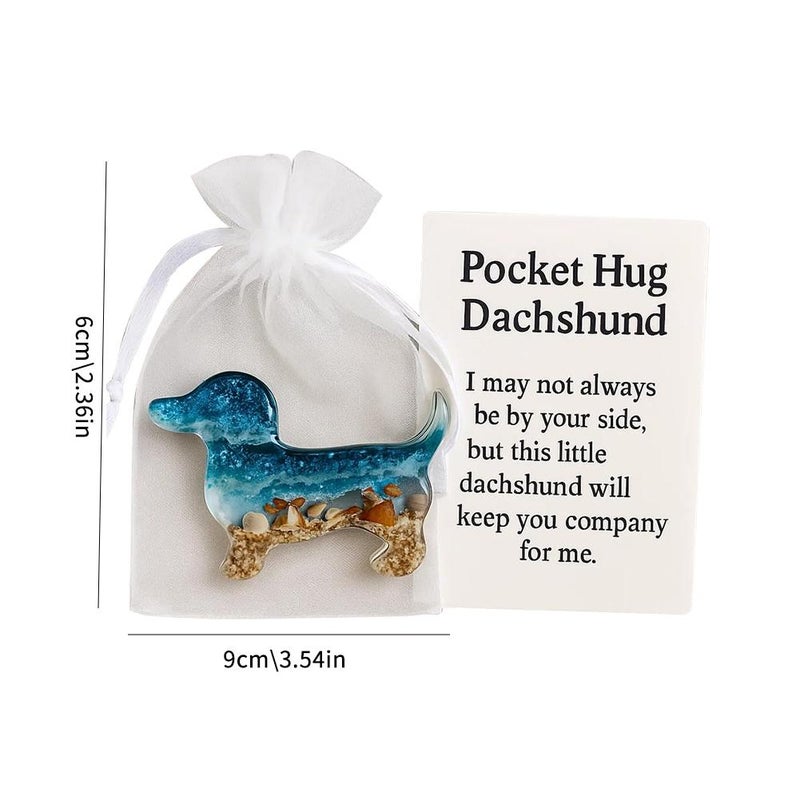 Fgbetcv Pocket Hug Dachshund, Dachshund Pocket Hug Token with Cards,Animal Emotional Support Gifts for Women Men Him Her Dog Lovers, Inspirational Long Distance Keepsake - Image 3